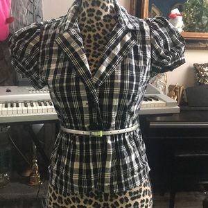 Black white plaid top